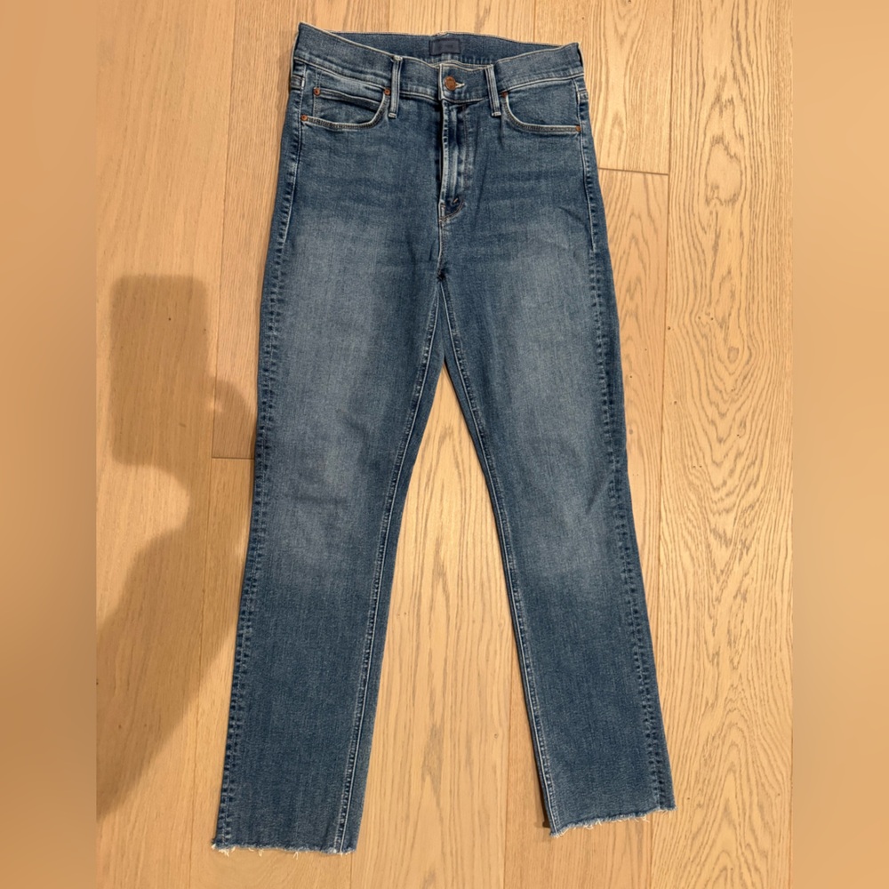 MOTHER Denim Jeans Mid rise Dazzler Ankle Fray Size 28 -This Time Next Year wash